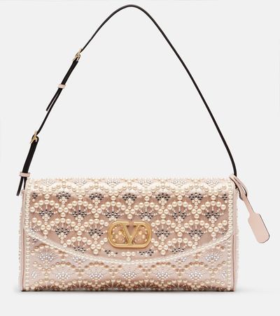 Valentino Garavani Valentino Garavani DeVain Small embellished satin shoulder bag