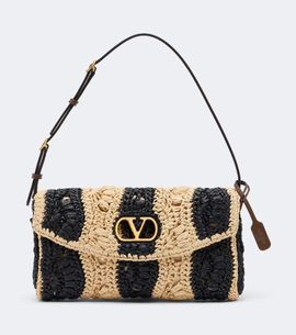 Valentino Garavani Valentino Garavani DeVain Small raffia-effect shoulder bag