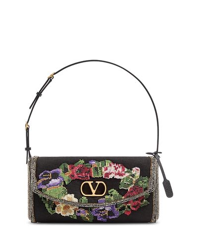 Valentino Garavani Valentino Garavani DeVain VLogo Small Embroidered Shoulder Bag
