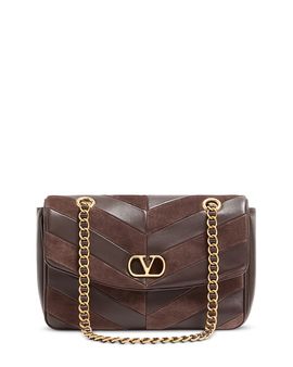 Valentino Garavani Valentino Garavani Djuna Medium VLogo Leather & Suede Shoulder Bag
