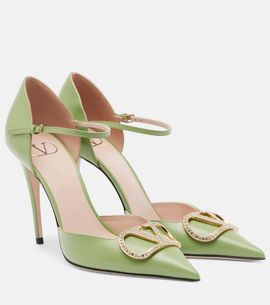 Valentino Garavani Valentino Garavani D'Orsay VLogo embellished leather pumps