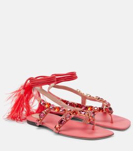 Valentino Garavani Valentino Garavani Embellished suede thong sandals