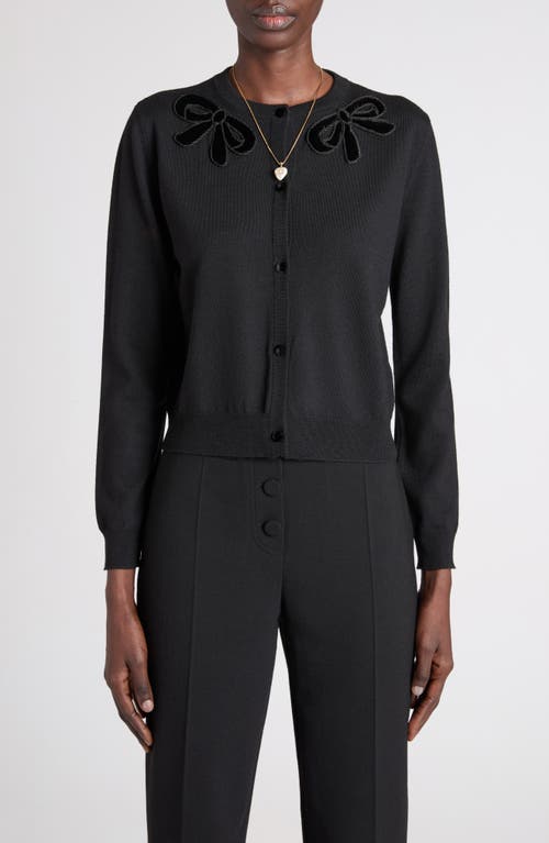 Valentino Garavani Valentino Garavani Embroidered Bow Appliqué Virgin Wool Cardigan