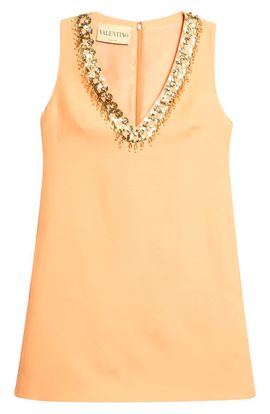 Valentino Garavani Valentino Garavani Embroidered Wool & Silk Crepe Couture Minidress