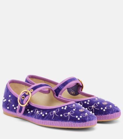 Valentino Garavani Valentino Garavani Endouce sequined velvet Mary Jane flats