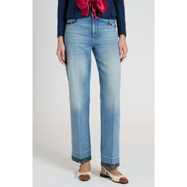 Valentino Garavani Valentino Garavani Floral Trim Straight Leg Jeans