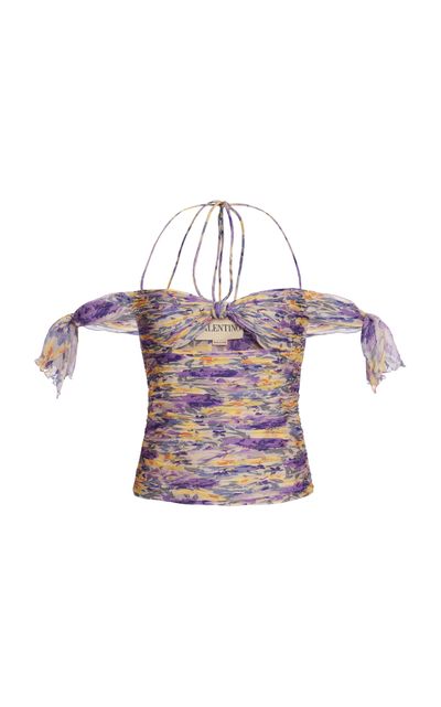 Valentino Garavani Valentino Garavani Flowerism Pleated SilkCrepe Top