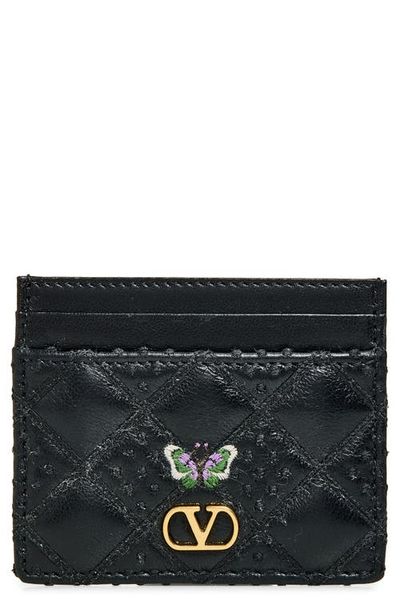 Valentino Garavani Valentino Garavani Flutterby Quilted Leather Card Case