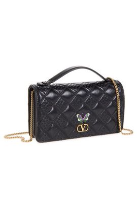 Valentino Garavani Valentino Garavani Flutterby Quilted Leather Wallet on a Chain