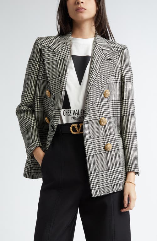 Valentino Garavani Valentino Garavani Glen Plaid Double Breasted Wool Blazer