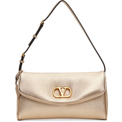 Valentino Garavani Valentino Garavani Gold DeVain Small Nappa Shoulder Bag