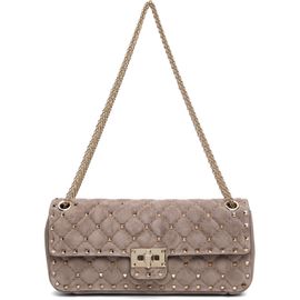 Valentino Garavani Valentino Garavani Gray Rockstud Spike Suede Medium Shoulder Bag