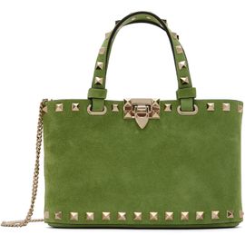 Valentino Garavani Valentino Garavani Green Rockstud Mini Suede Shopping Tote