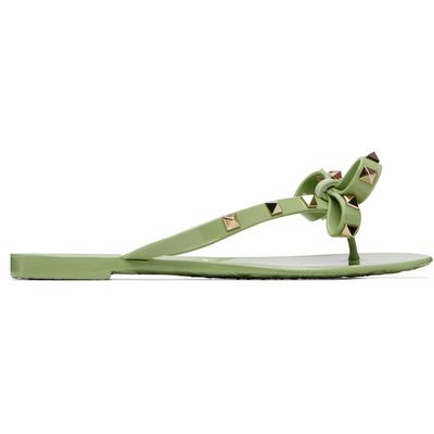 Valentino Garavani Valentino Garavani Green Thong Rockstud Sandals