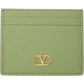 Valentino Garavani Valentino Garavani Green VLogo Signature Grainy Calfskin Card Holder