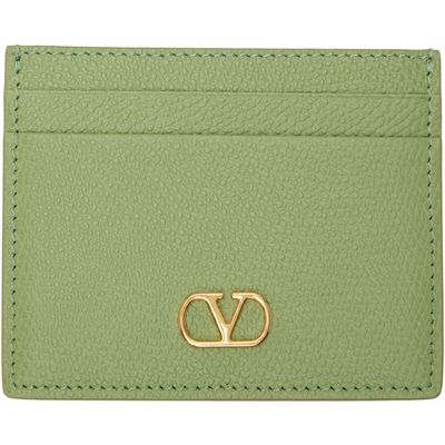 Valentino Garavani Valentino Garavani Green VLogo Signature Grainy Calfskin Card Holder