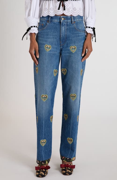 Valentino Garavani - Cropped Wide-Leg Jeans with Flower Detail