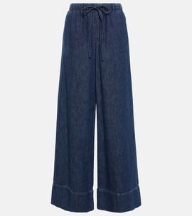 Valentino Garavani Valentino Garavani High-rise chambray wide-leg jeans