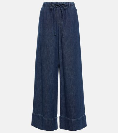 Valentino Garavani Valentino Garavani High-rise chambray wide-leg jeans