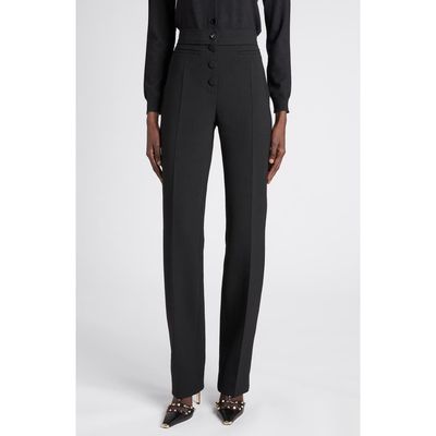 Valentino Garavani Valentino Garavani High Waist Wool Stretch Crepe Straight Leg Pants