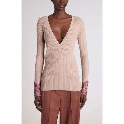 Valentino Garavani Valentino Garavani Lace Trim Cashmere Sweater