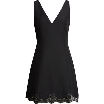 Valentino Garavani Valentino Garavani Lace Trim Crepe Minidress