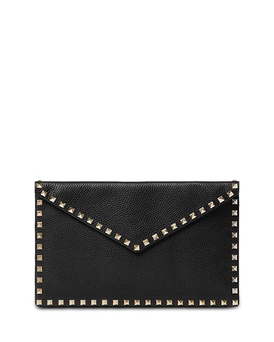 Valentino Garavani Valentino Garavani Large Studded Leather Flat Pouchette