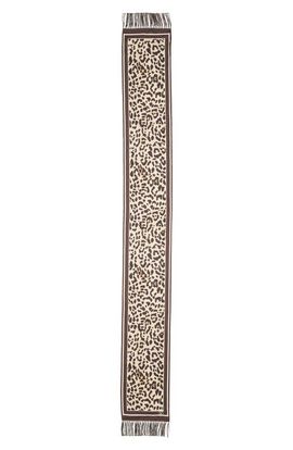 Valentino Garavani Valentino Garavani Leopard Print Twill Fringe Scarf