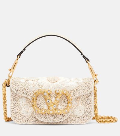 Valentino Garavani Valentino Garavani LocÃ² Small embellished raffia shoulder bag