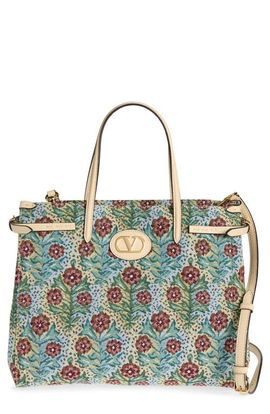 Valentino Garavani Valentino Garavani Medium Antibes V-Logo Tapestry Tote