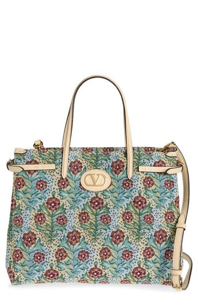 Valentino Garavani Valentino Garavani Medium Antibes V-Logo Tapestry Tote