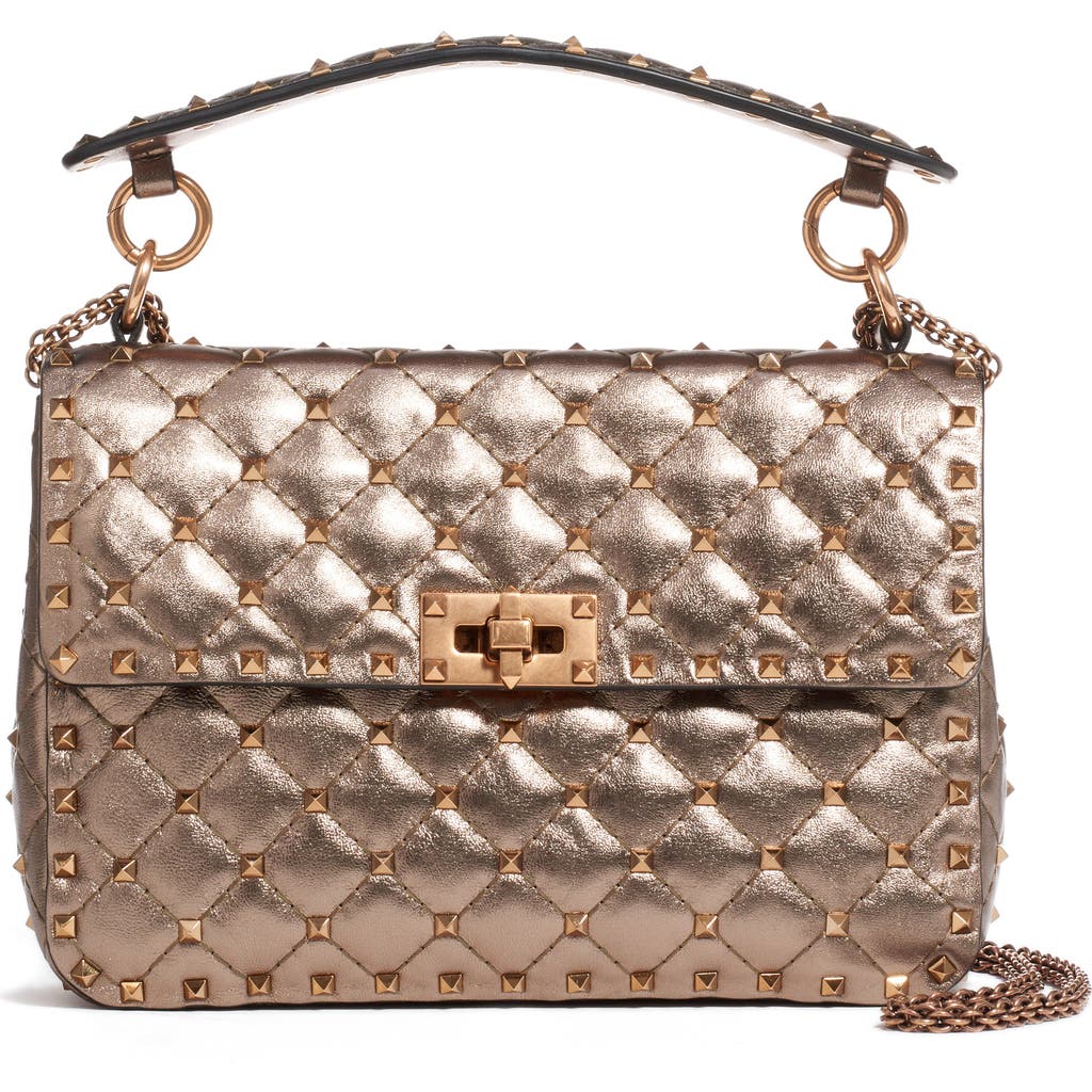Valentino Garavani Valentino Garavani Medium Rockstud Spike Metallic Leather Shoulder Bag