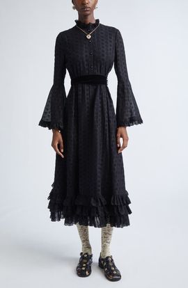 Valentino Garavani Valentino Garavani Mossi Daisy Long Sleeve Eyelet Dress