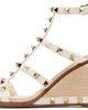 Valentino Garavani Valentino Garavani Off-White Cornely Embroidery Rockstud Wedge Sandals - 3