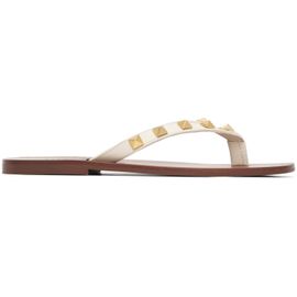 Valentino Garavani Valentino Garavani Off-White Rockstud Calfskin Thong Sandals
