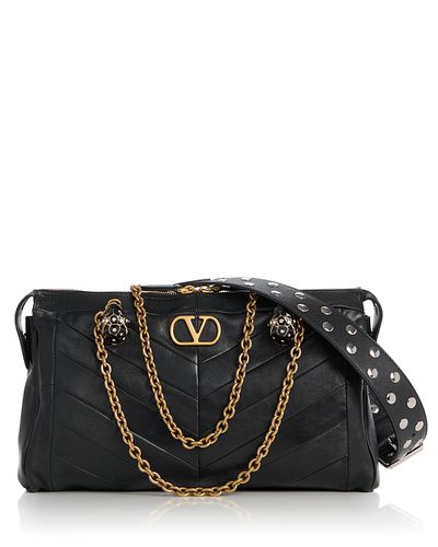 Valentino Garavani Valentino Garavani Panthea VLogo Medium Leather Shoulder Bag