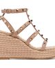 Valentino Garavani Valentino Garavani Pink Rockstud Ankle Strap Wedge Heeled Sandals - 1