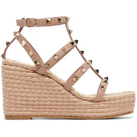 Valentino Garavani Valentino Garavani Pink Rockstud Ankle Strap Wedge Heeled Sandals