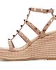 Valentino Garavani Valentino Garavani Pink Rockstud Ankle Strap Wedge Heeled Sandals - 3