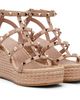 Valentino Garavani Valentino Garavani Pink Rockstud Ankle Strap Wedge Heeled Sandals - 4