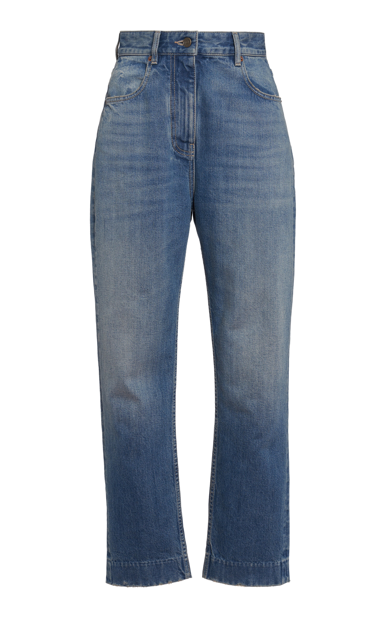 Valentino Garavani - Cropped Wide-Leg Jeans with Flower Detail