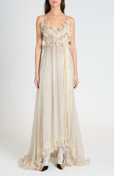 Valentino Garavani Valentino Garavani Polka Dot Ruffle Silk Georgette Gown