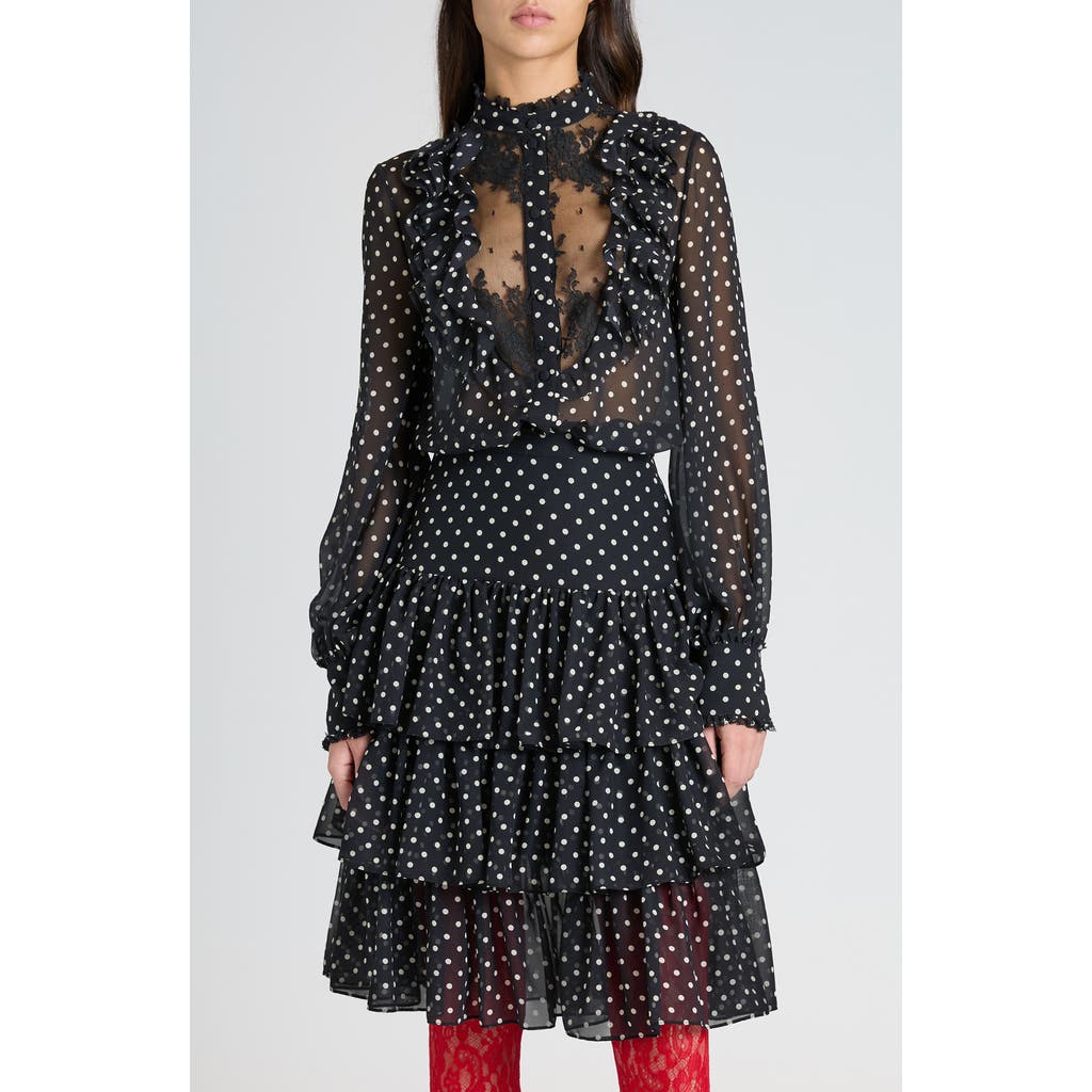 Valentino Garavani Valentino Garavani Polka Dot Tulle Bib Button-Up Shirt