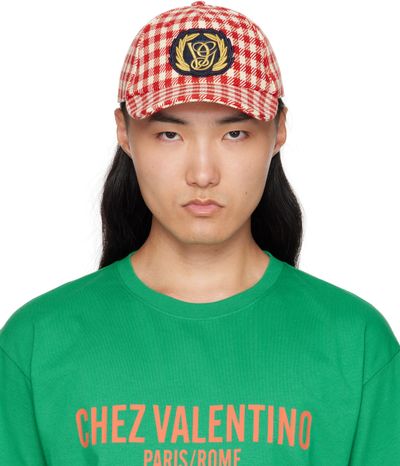 Valentino Garavani Valentino Garavani Red & White Patch Cotton & Wool Baseball Cap