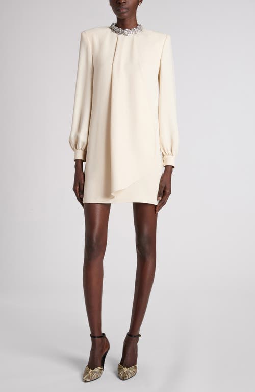 Valentino Garavani Valentino Garavani Rhinestone Embellished Long Sleeve Silk Cady Minidress