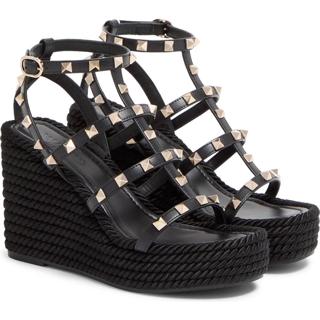 Valentino Garavani Valentino Garavani Rockstud Ankle Strap Wedge Sandal