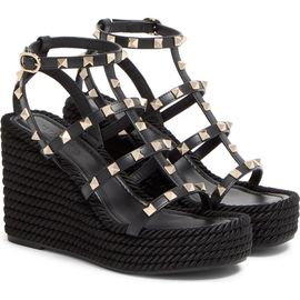 Valentino Garavani Valentino Garavani Rockstud Ankle Strap Wedge Sandal