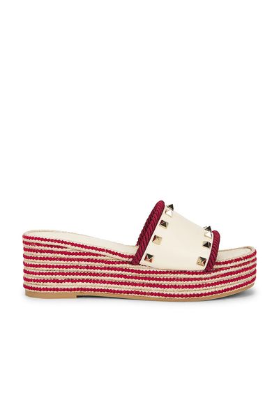 Valentino Garavani Valentino Garavani Rockstud Flatform Espadrille Slide