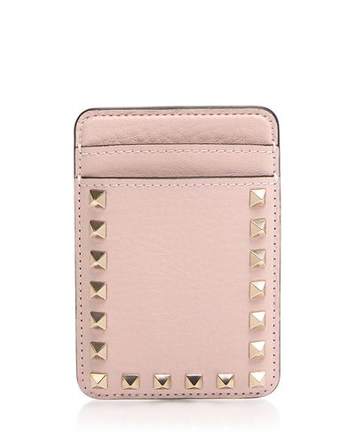 Valentino Garavani Valentino Garavani Rockstud Magnetic Leather Card Holder