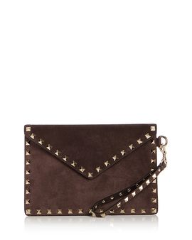 Valentino Garavani Valentino Garavani Rockstud Medium Suede Flat Pouch